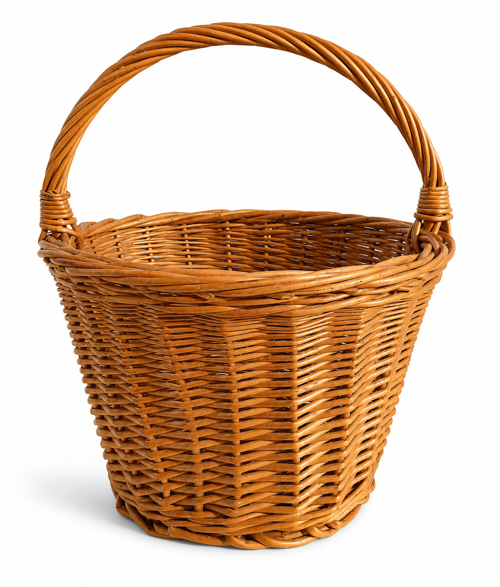 Vintage Wicker Basket With Handle Natural Brown Woven Storage Decor